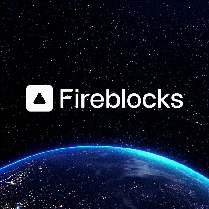 The Fireblocks logo is displayed over a starry backdrop with a view of Earth from space, representing the company's integration with Cardano ($ADA) CNTs to enhance institutional custody and transfer infrastructure.