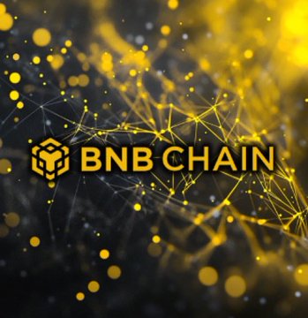 The image features the **BNB Chain** logo and text set against a dynamic background of glowing golden network nodes and connecting lines, symbolizing blockchain connectivity and speed. It visually reinforces the announcement of BNB Chain's new ultra-fast Layer 1 blockchain built for agentic trading with sub-50ms transactions.