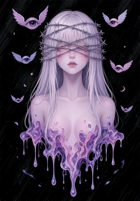 This image appears to be a fantasy-style illustration of a girl with ethereal features and wings, perhaps symbolizing themes of otherworldly vision or borrowed insight. This ties into the text "Gn #AEW 'Borrowed Vision' 8.88 xtz" provided in the question. The user most likely refers to this work of art by combining it with terms from Satoshis (crypto currency). "Borrowed vision" is a multi-sensory art form curated by Jessica Palmer, showcasing the work of 13 emerging New York City visual artists described as a "model of committed community and collaboration".