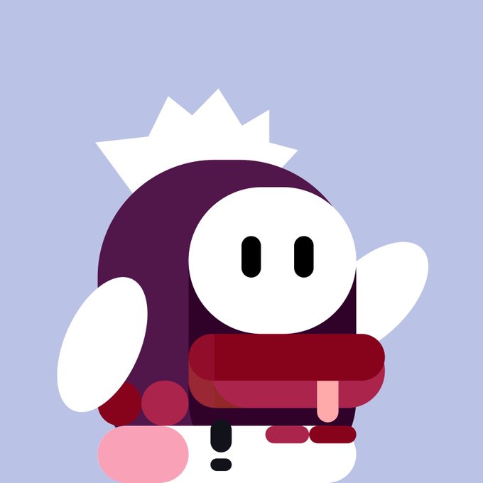 A stylized cartoon character with a white face, small black eyes, and a spiky white crown-like shape on its head, rendered in purple and red tones against a light purple background, accompanies a post promoting a free mint giveaway for the Beppo_eth NFT project.