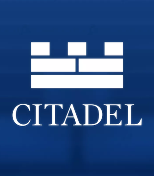 A dark blue logo featuring a white castle/crown-like emblem above the word "CITADEL" in bold serif lettering. The image ties directly to the post's claim about Citadel's $500 million investment in Ripple, visually anchoring the financial institution mentioned.