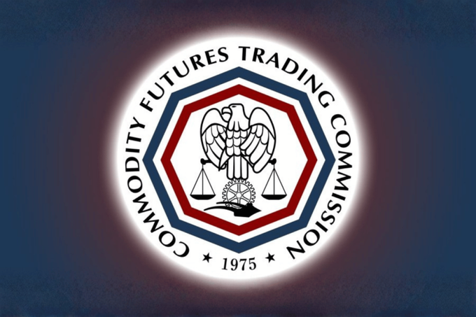 The image shows the seal of the Commodity Futures Trading Commission (CFTC), established in 1975, featuring an eagle with scales of justice on a red, white, and blue hexagonal background. This relates directly to the post about CFTC Chair Michael Selig's statement regarding the agency's readiness to pursue crypto rulemaking under its existing authority, even without Congressional passage of the Clarity Act.