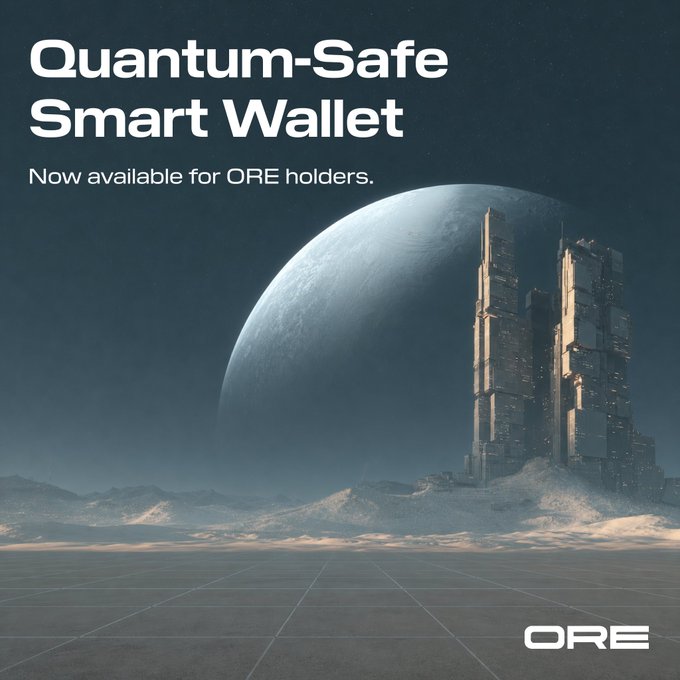 The image features an advertisement for a new smart wallet called @Solana Quantum Safe, which allows users to securely store their funds using two-factor verification and a private key. The wallet is designed to be accessible through a mobile app or browser, making it convenient for users to manage their finances on the go. The post also mentions that this smart wallet is now available for ore holders, indicating that it has been launched specifically for those who have invested in the cryptocurrency market.!