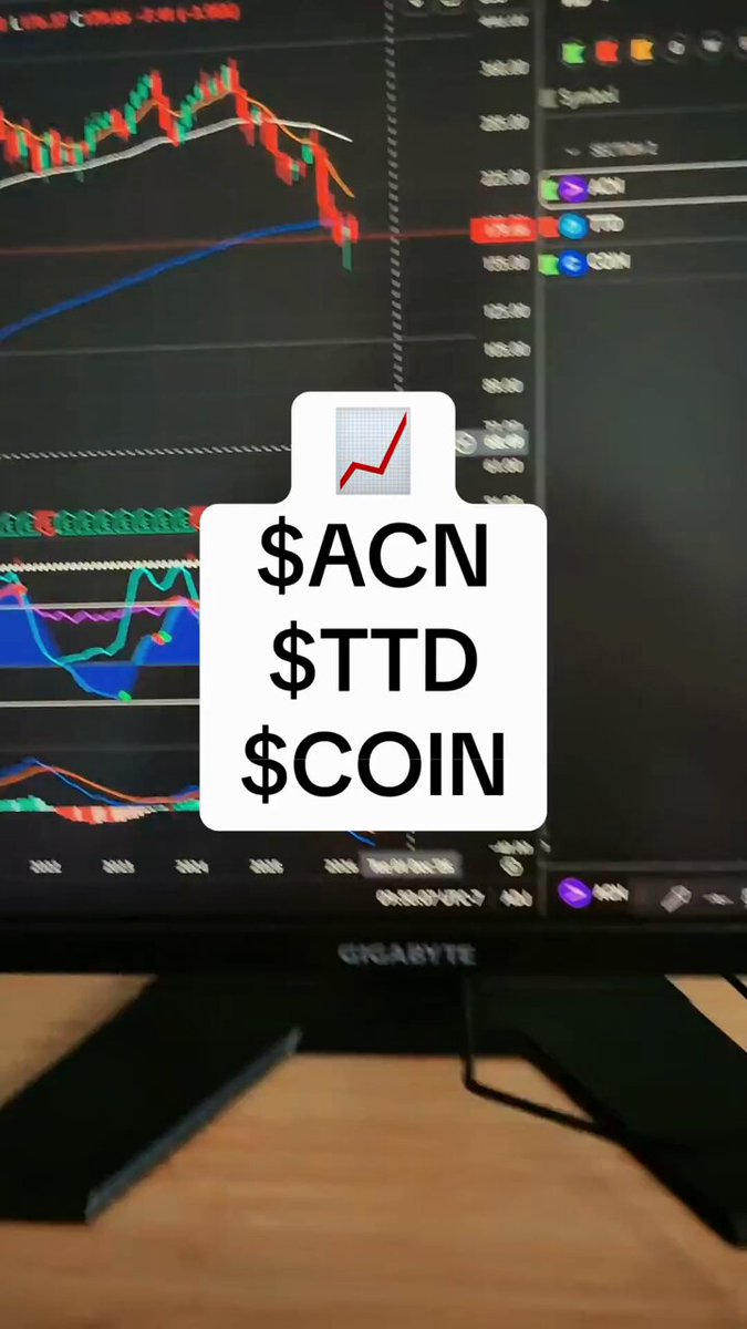 The image features a close-up of an electronic device, possibly a computer screen or monitor displaying stock analysis information for the A&C $TDS $COIN cryptocurrency. The text "ACN TTD $COIN STOCK ANALYSIS JUNE 4" is displayed on this device. Additionally, there are several currency symbols and price charts visible in the image.