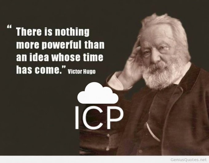 The image features a man with a beard, wearing a suit, sitting down and leaning against something. The background of the image is black, making him stand out prominently. There are two texts displayed in the image that read "There is nothing more powerful than an idea whose time has come." These texts are written by Victor Hugo, which suggests that the man might be related to or inspired by this famous author.