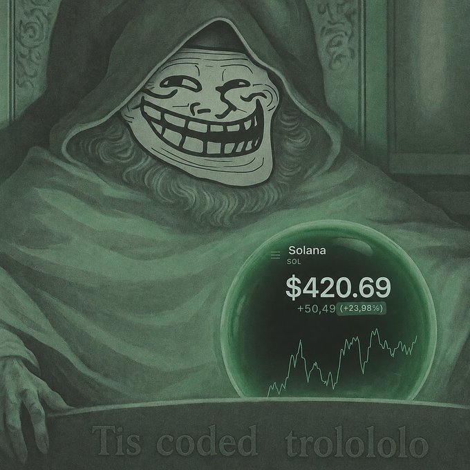 "This is a caption for an image of a man with a green robe holding a ball that has the number 420069 on it."