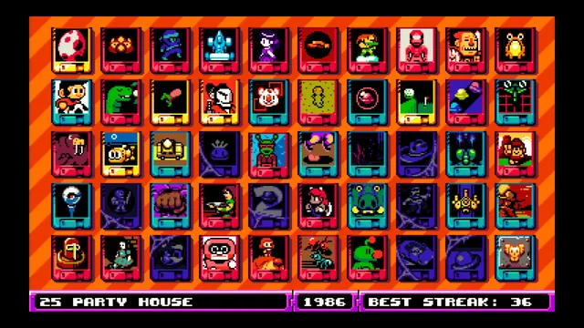 The image shows a large screen with a grid of cards featuring various characters, including a character named "UFO 50". The cards display different characters such as a man wearing a hat, a woman holding an umbrella, and other unique designs. The post seems to be discussing the characters on these cards or possibly asking about their favorite ones from the set.
