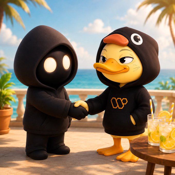 The focus of @wallchain is on building lasting value, not chasing short-term attention. The strongest mindshare isn' created by the loudest voices is earned by creators who consistently elevate conversations, share meaningful insights, and simplify complex topics. In this image, two cartoon ducks are shaking hands over a table with drinks, including lemonade and iced tea. This scene represents the importance of building strong connections and relationships through genuine interactions rather than relying on attention-grabbing tactics or shallow tactics that may not lead to long-term value creation.
