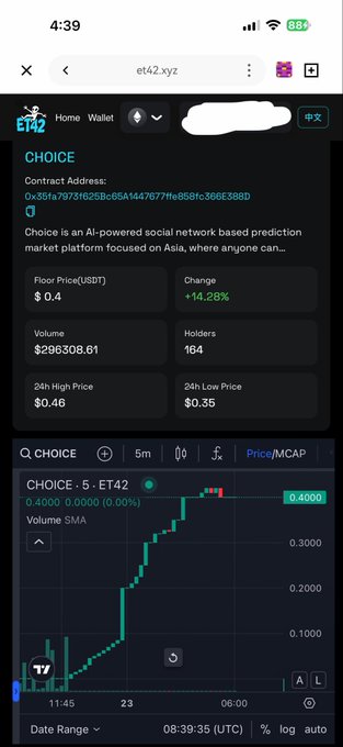 The image shows a phone screen displaying a trading app with a graph of stock prices, which appears to be from the trading app called "X Layer" as indicated by the text. The focus of the image is on this trading app's features and its ability to predict stock market trends.