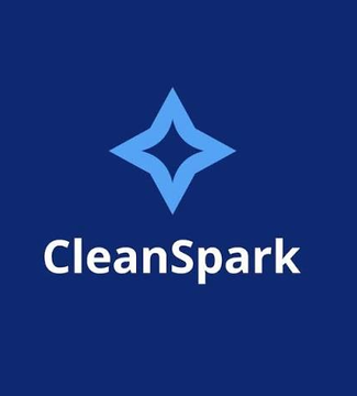 The image displays the CleanSpark company logo, featuring a light blue four-pointed star design above the white "CleanSpark" text on a dark blue background. This logo corresponds to the post discussing CleanSpark's August Bitcoin sales of 821 BTC worth $54M, reducing their holdings to 13,703 BTC.