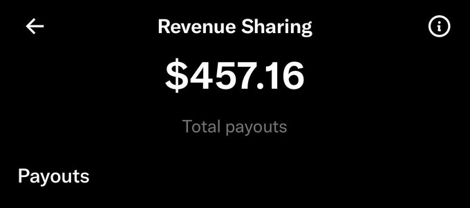 The image shows a Revenue Sharing screen displaying $457.16 in total payouts. The bittersweet caption "It was fun while it lasted. Will never forget it." suggests the creator is saying goodbye to the platform, likely after their account was terminated and they received a final payout of $457.16.