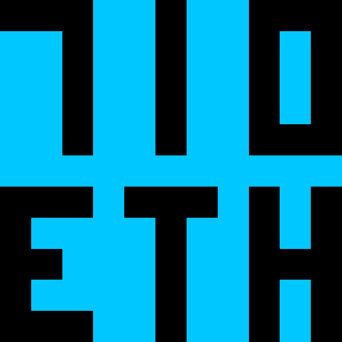 A bold cyan and black graphic displaying the stylized letters 'TLO ETH'.