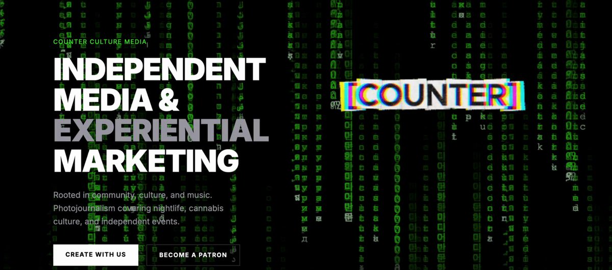 The image features a banner with green code blocks, which are used as part of an advertisement or promotional material. The text "Independent Media & Experiential Marketing" is displayed above the banner, indicating that this content is related to media and marketing. The image also includes a caption below the banner that reads "CCM never left - Just been building something EPIC for the CULTURE Coming SOON". This suggests that the image might be promoting an event or project related to independent media and marketing.