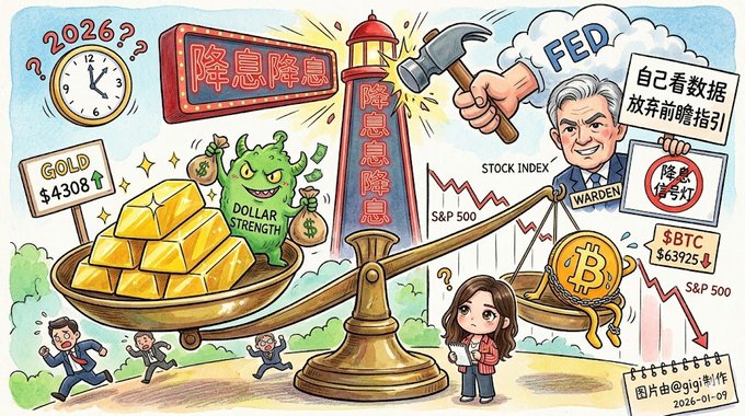 The image features a cartoon illustration of a man holding a hammer, with a gold coin on his head. The scene also includes a clock, a sign that says "FED", and a sign that says "S&P 500". In addition, there are two people in the picture who appear to be running away from something or someone.