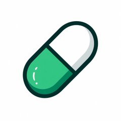 A green and white capsule pill icon with a bold dark outline, symbolizing the $pill and $PAID token pairing feature now live on Pumpfun. The pill graphic visually represents the "pill" ticker mentioned in the announcement about creating custom token pairs.