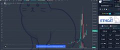 A screenshot of an ETHCAT cryptocurrency trading chart displayed on a dark-themed exchange interface.