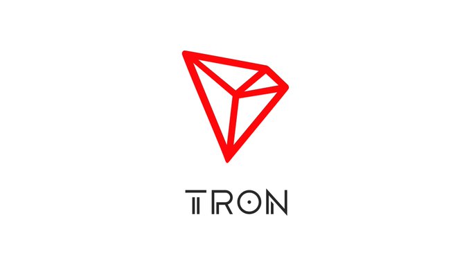 A clean white background displays a red geometric triangular logo with the word "TRON" written in black text beneath it.