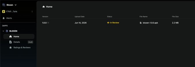 The image shows a computer screen displaying a webpage that contains information related to an app called Bloxen, which has been approved by the App Store for download. The screenshot also includes text about the app's features and location within the store. The title of the text reads "bloxen.io", suggesting it is the main focus of the image. Additionally, a caption provides information about the app's launch date and its status in the App Store.