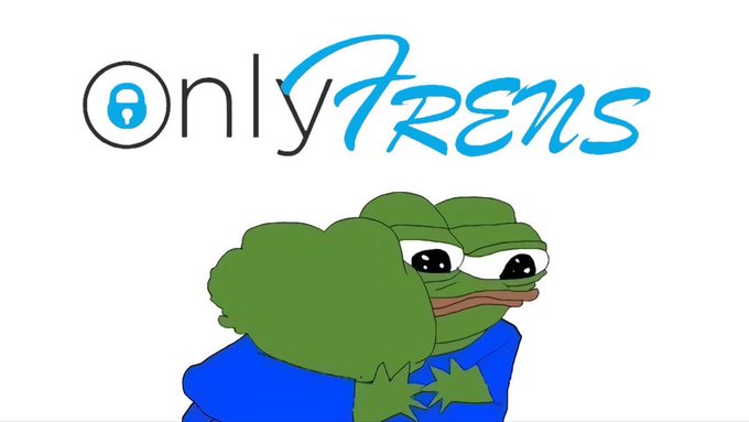 A logo for 'OnlyTRENS' featuring a blue padlock icon next to the text, with the iconic 'Sad Pepe' frog meme illustrated below.
