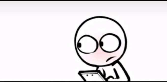 A simple cartoon character stares at a phone with a skeptical expression. It illustrates the post’s feeling of collective hesitation or reluctance to return to Kaito.