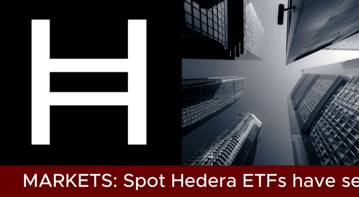The image features a black and white photo of tall buildings with the word "Hedera" written above them, along with the text "MARKETS: SPOT HEDERA ETSfs have se". The image also includes a red banner that reads "MARKETS: SPOT HEDERA ETSfs have se", which is related to the content of the post.