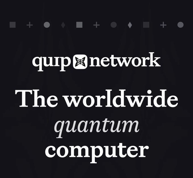 The image features a black background with white text. The title of the image reads "The worldwide Quantum computer", which is related to the content of the post about Quip network. The post discusses the future of blockchain technology, specifically focusing on the development of quantum computers and their potential impact on the industry.
