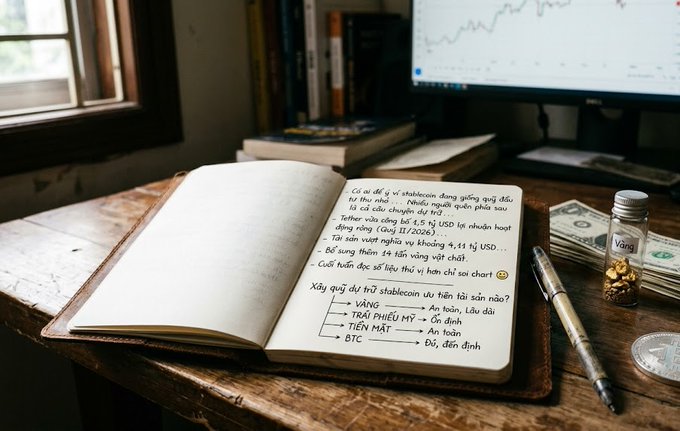 An open journal on a wooden desk containing handwritten Vietnamese trading notes about leverage and margin, next to a pen, cash, and a pill bottle, with a trading chart on a monitor.