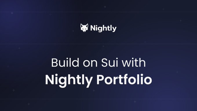 The image features a banner that reads "Build on Sui Network" and "Nightly Portfolio". The text suggests that the image is related to the Nightly Portfolio platform, which provides access to on-chain data for building applications. The focus of Nightly Portfolio is on creating smoother user experiences by providing relevant information in real time rather than digging through blockchain data. This allows teams to spend less time processing data and more time shipping their application.