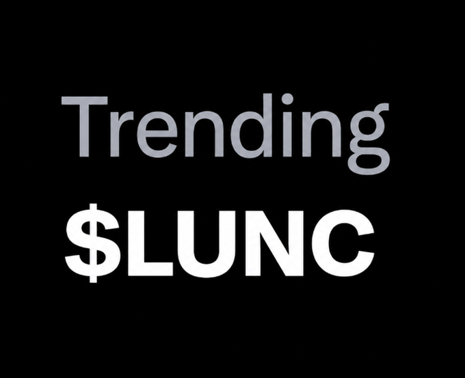A black graphic with white and gray text reading 'Trending $LUNC'.