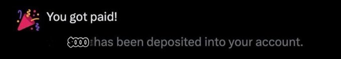 The image features a message from an account holder named "Elon" who has been paid out after five years of grinding in this space. The message includes a thumbs up, indicating that the payment was processed successfully. The post also mentions that the payment is for 3 figures, which could be interpreted as a monetary reward or a form of currency.