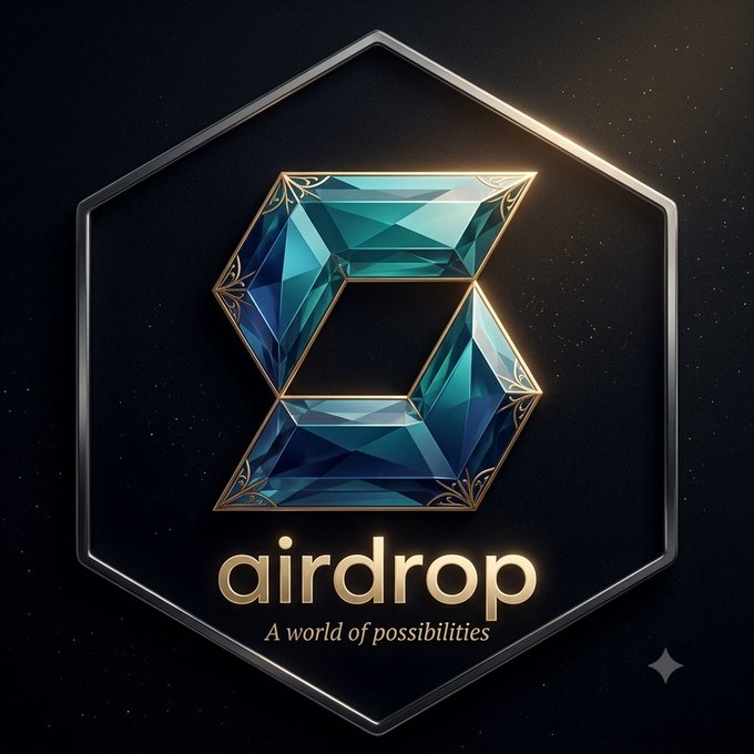 The image features a logo for an Airdrop project that has been launched by a company named SPCX2L. The logo consists of a blue diamond shape with gold accents, which represents the name "Airdrop" written in white letters below it. The background is black and illuminated with a golden glow, creating a striking contrast between the dark background and the vibrant colors of the logo. The text on the image reads: "BREAKING: @ShiftRWA launches SPCX2L the WORLD’S FIRST tokenized 2x leveraged SpaceX RWA on Solana! Liquidation-free. 24/7 permissionless. True DeFi composability. No more perps drama or boring 1x spot."