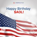 A cropped image with an American flag background and the text 'HAPPY BIRTHDAY SAOL!' in blue and red lettering.