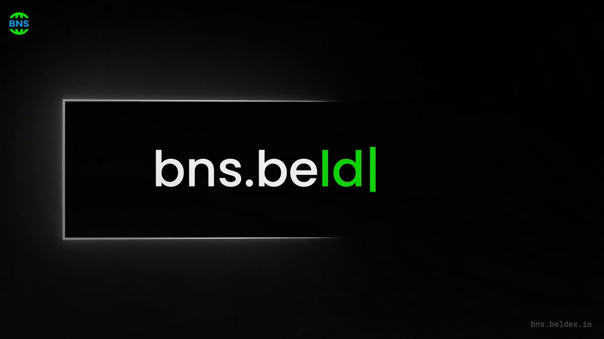 The image features a black background with white text that reads "bsns.beldl". The text is slightly tilted, giving it an artistic touch. The image also includes a green logo for a website called BNS.beldl. This website offers domain names and hosting services to businesses. The post appears to be promoting the idea of buying and selling domains in the marketplace, which can help businesses save time and resources by purchasing existing domain names instead of creating their own.