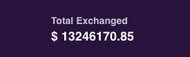 A dark purple screen displaying white text that reads 'Total Exchanged $ 13246170.85'.
