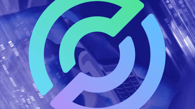 The image shows a stylized circular logo in teal and blue gradient tones against a blue-toned background featuring what appears to be a keyboard. While no text or tickers are visible in the image itself, the logo's design aligns with Circle's branding, reinforcing the post's discussion of Mizuho's downgrade of $CRCL over concerns that the Clarity Act could increase stablecoin competition and erode Circle's long-term revenue prospects.