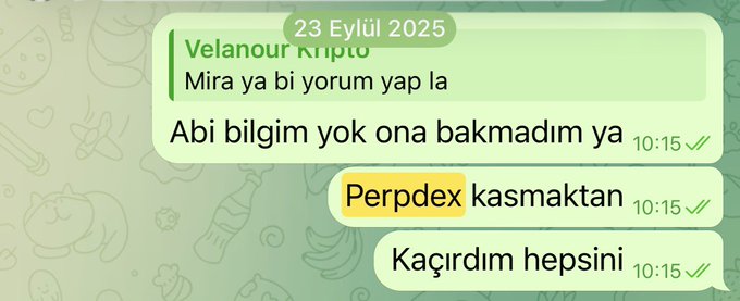 A screenshot of a Turkish WhatsApp chat dated '23 Eylül 2025' featuring messages between 'Velanour Kripto' and another user.