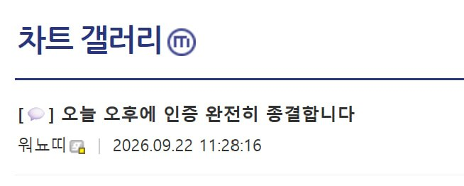 A Korean-language notification from '차트 캡쳐리' dated 2026.09.22 11:28:16 announces a safe conclusion of the morning session.