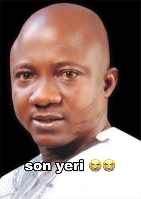 The image is a meme featuring a bald Black man with a subtle smirk and watery eyes, set against a black background. Text overlay reads "son yeri 😭😭" and the post caption "wen met" suggests the meme humorously expresses sadness about a meeting or the passage of time.