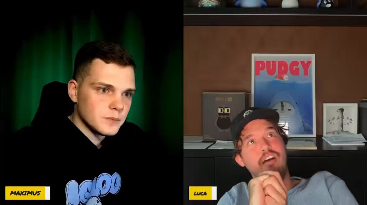The image shows two men sitting next to each other, with one man wearing a black hoodie and the other wearing a blue shirt. They are both looking at something off-camera, possibly engaged in an online conversation or video call. The background of the image features a clock on a wall, suggesting that they might be discussing time-related topics or sharing their experiences related to time management.

The post also includes text about chain tokens and financial instruments, which could potentially be related to the men's discussion.