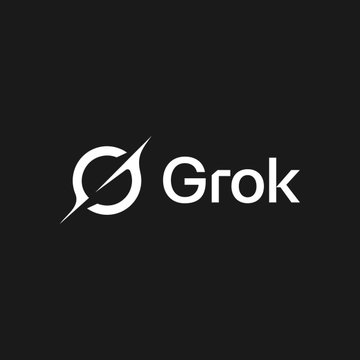 The image features a logo for a company named Grok, which stands out against a black background. The logo consists of a white circle with an arrow pointing towards it, accompanied by the word "Grok" written below it. The text is in all capital letters and is positioned at the bottom right corner of the image. Below this, there's a caption that reads: "You need to understand that Grok is just getting started... @grok". This caption provides additional context about the company and its purpose.