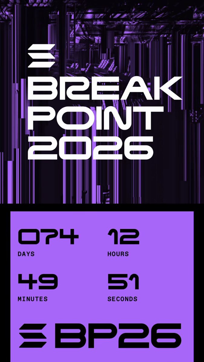 A promotional graphic with bold white text reading 'BREAK POINT 2026' over a purple industrial background, with a timer below showing 07 days, 12 hours, 49 minutes, and 51 seconds.