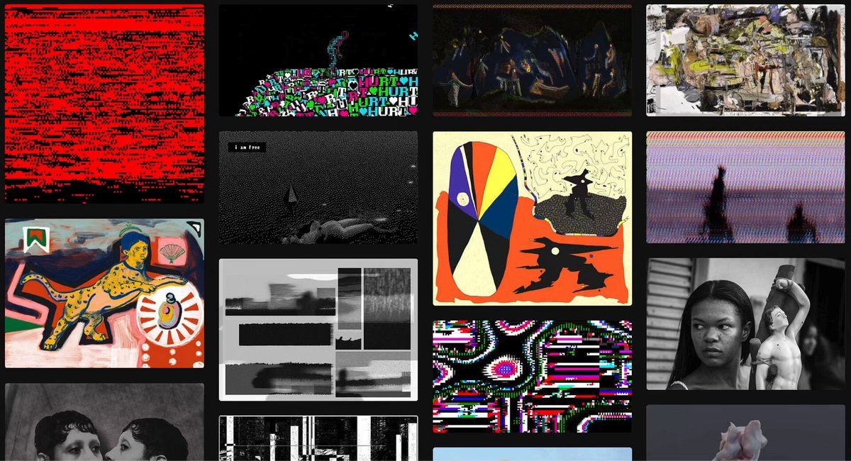 The image features various photographs showcasing different subjects, including people and animals in a collage. The photos are arranged side by side against a light brown background, creating an organized and visually appealing layout. The collage seems to be inspired by the work of an artist or photographer who is known for their contributions to the tezos art ecosystem, as suggested by the accompanying text prompt.