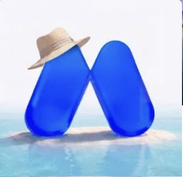 The image features a large blue "M" logo wearing a straw sun hat, set against a beach and ocean backdrop, representing MEXC. This visual ties into the post by symbolizing the "MEXC 0808 Dream Fund" campaign, with the hat and poolside setting playfully evoking a summer reward vibe tied to the opportunity map tasks discussed.