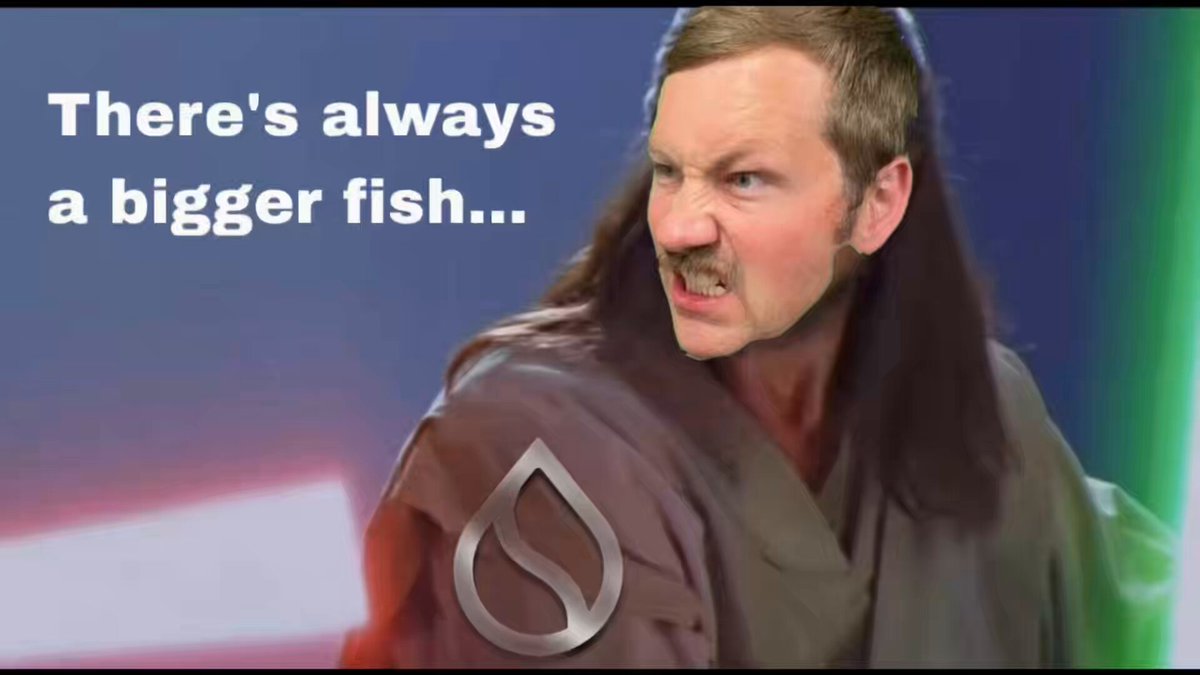 The image features an angry man with long hair wearing a robe, who appears to be a character from Star Wars or another popular movie franchise. The caption of the image reads "There's always a bigger fish... We will avenge our fallen bulls!" This phrase is related to the post because it references the idea that there are larger issues at hand, such as the ongoing battle against evil forces in the universe represented by the character from Star Wars or another popular movie franchise.