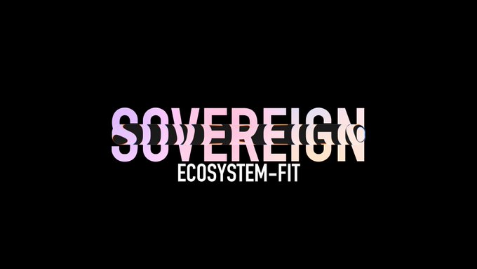 A graphic with the text 'SOVEREIGN ECOSYSTEM-FIT' in pastel gradient lettering on a black background.