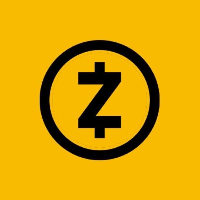 A simple graphic showing the black Zcash logo, a stylized 'Z' inside a circle, centered on a solid yellow background.