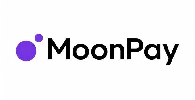 The image shows the MoonPay logo, featuring the brand name in black text accompanied by a purple dot design. This visual relates to the post, which announces MoonPay's integration of the Kamino lending protocol into its PayBox wallet, enabling AI models to manage crypto borrowing on Solana.