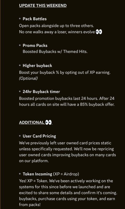 The image shows an advertisement for a game called Shiny. The text on the image suggests that users can buy XP (XP) tokens by opening packs of the game, which will then convert into tokens they can use to purchase items or participate in various game elements. The image also mentions that there is a "buyback" feature available, where players can earn XP from their existing purchases and convert it back into tokens for future gameplay.