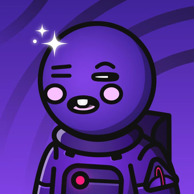 The image features a cartoon character dressed as an astronaut with a purple suit and helmet. The character has a big smile and appears to be enjoying themselves. The caption below the image reads, "I regret buying a bunch of jpegs, but never the Space Rider @SpaceRidersXYZ". This phrase is related to the image because it references the popular cartoon character, Space Rides, who is known for his adventures in space.