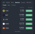 The image displays a crypto market overview showing several tokens, including GUN, DNT, ACE, AVEE, and VIBE, all trading on Binance with green percentage gains. It complements the post's mention of "Memecoin szn" and rotating liquidity, as the positive price action across multiple tokens suggests bullish momentum typical of an incoming memecoin season.